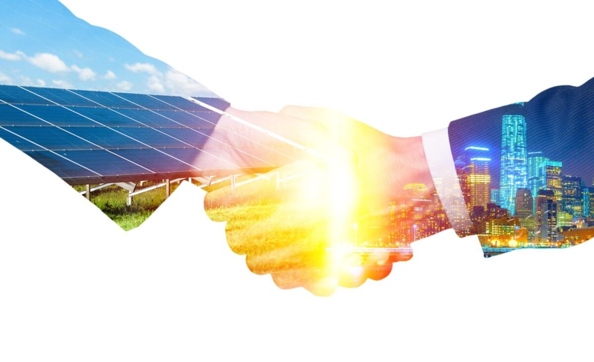 Concept of collaboration to change the world, a handshake and night city. Concept of collaboration to change the world, a handshake and night city.