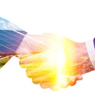 Concept of collaboration to change the world, a handshake and night city. Concept of collaboration to change the world, a handshake and night city.